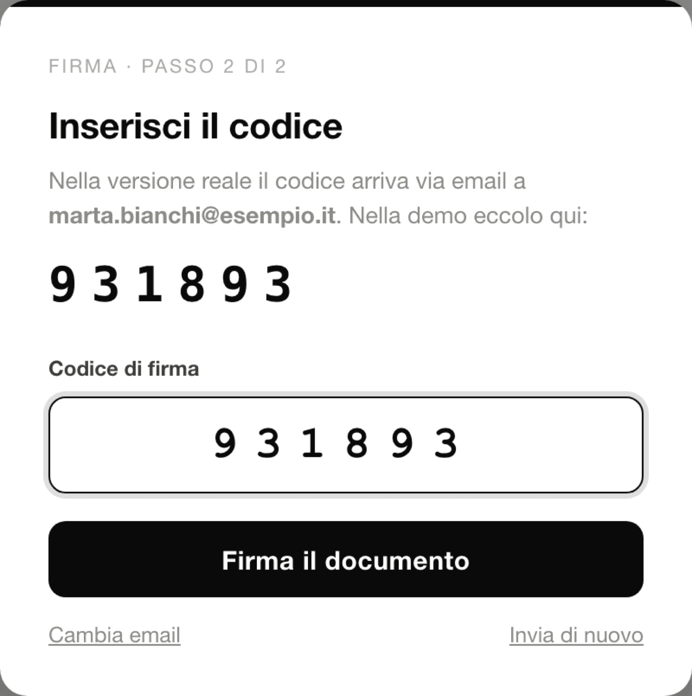 Il passo del codice di 6 cifre