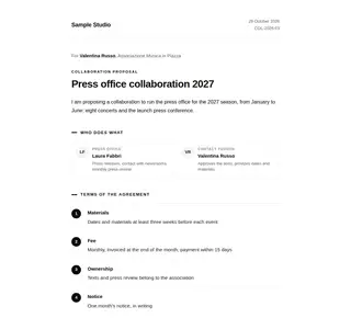Collaboration proposal