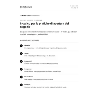 Accordo semplice di incarico
