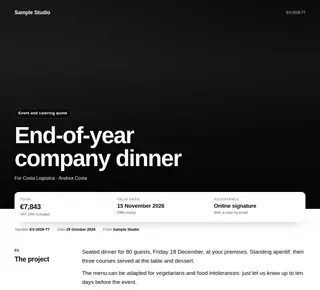 Event and catering quote