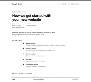 Client instructions