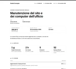 Canone di manutenzione mensile