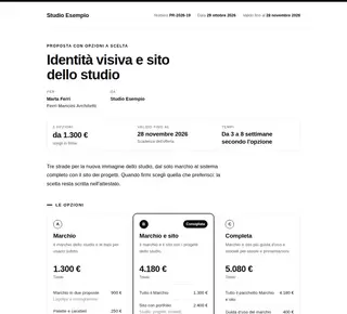Proposta con opzioni a scelta