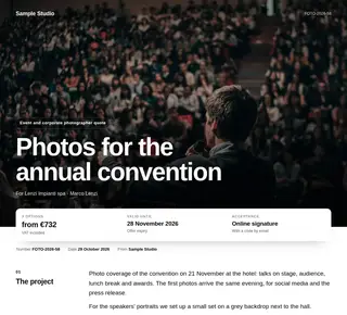 Event and corporate photographer quote