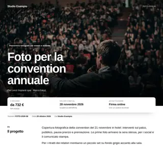 Preventivo fotografo per eventi e aziende