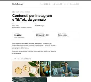 Contenuti social mensili