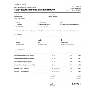 Preventivo corso di formazione