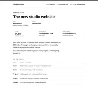 Website quote