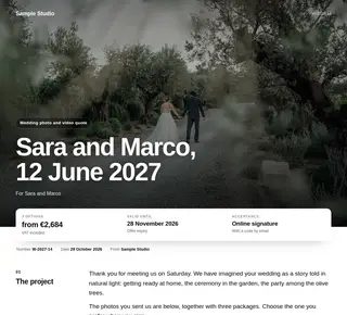 Wedding photo and video quote