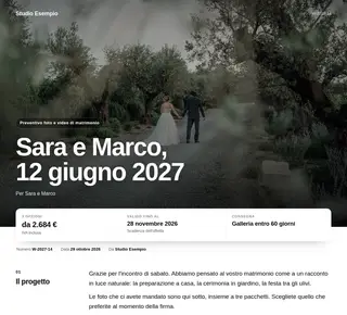Preventivo foto e video di matrimonio